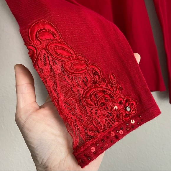 Vintage Boston Proper Lace Top Long Sleeve Western Size Medium - Picture 4 of 11